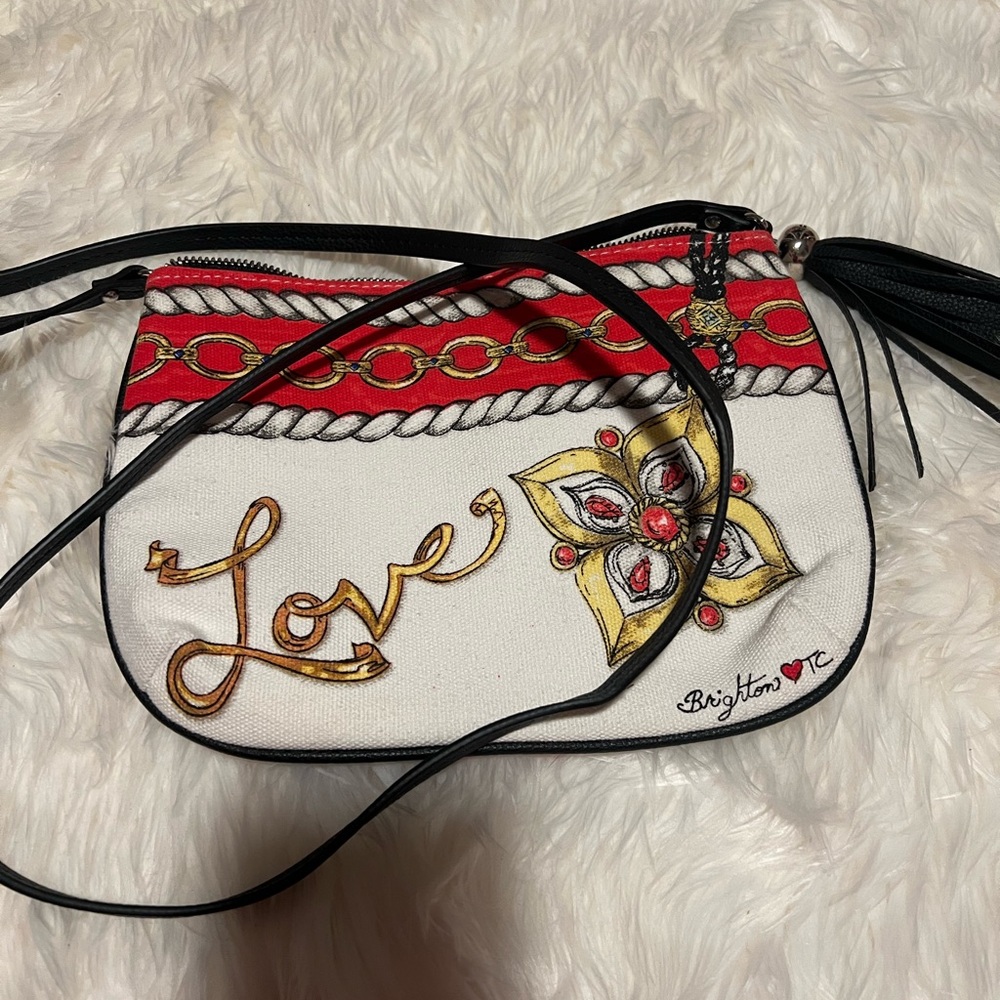Brighton White and Red Crossbody Bag with Playful Design